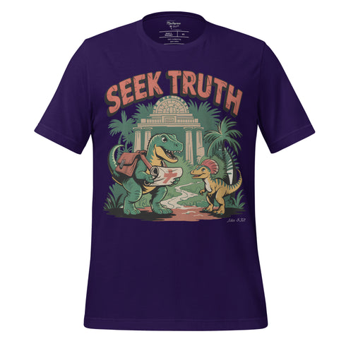 Seek Truth Dinosaur Christian Bible Verse T-Shirt